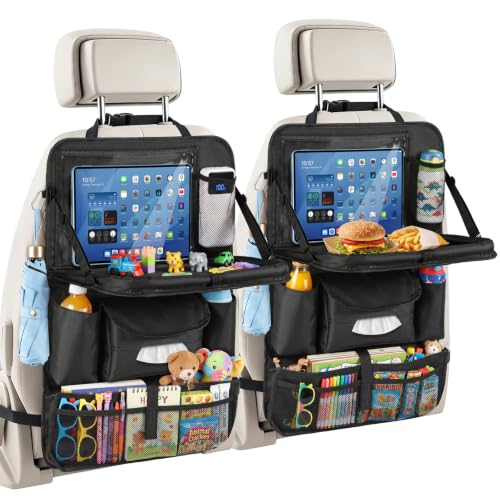 Backseat Car Organizer with Foldable Table & Touch Screen Tablet Holder - color: A-2Pack