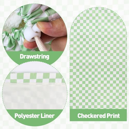 Laundry Bag Backpack for Dorm & Travel, 29 x 18" Large Dirty Bag - color: Green White Checkered