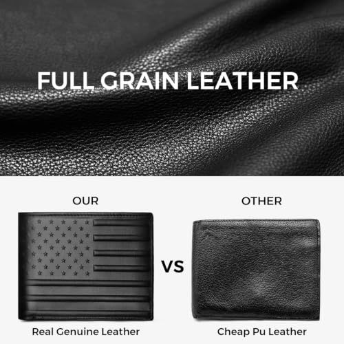 RUNBOX Wallet for Men Leather RFID Blocking Bifold Front Pocket Wallet - color: Flag