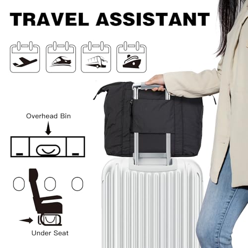 Ultra Light Packable Tote Bag Nylon for Travel, Lightweight Polyester Foldable Duffel Totes with Zipper, 25L Collapsible Compact Dark Grey