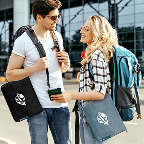PAVILIA Compact 2-in-1 Travel Blanket Pillow for Airplane Flight, Black - color: Black