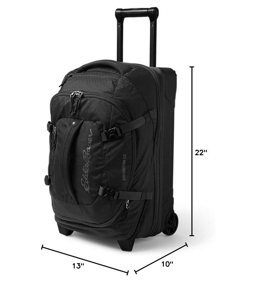 Eddie Bauer Expedition Rolling Duffel Bag with Wheels - Black, 22" - color: Black, size: 22" (Carry-On)