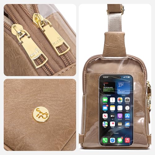 INICAT Touchscreen Crossbody Phone Purse, Small Sling Bag for Women - color: Apricot Tan, size: Small