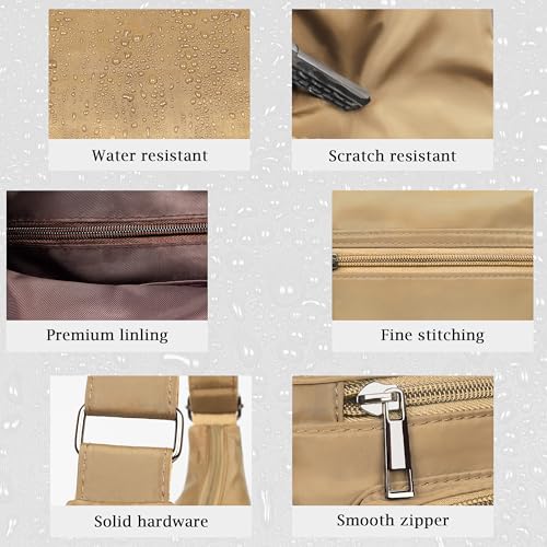 VOLGANIK ROCK RFID Anti Thief Crossbody Bag for Women Waterproof Shoulder Bag Messenger Bag Casual Nylon Purse Handbag - color: Khaki