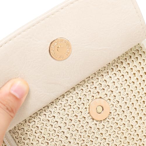 Faux Straw Crossbody Bags for Women Small Summer Phone Purse 2026 - color: Cream Beige