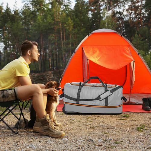 Vomgomfom Wheeled Collapsible Duffel Bag 110L-140L Expandable,Gray - color: Gray