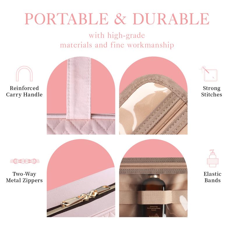 HOTOR Hanging Travel Toiletry Bag Women Men Essentials Pale Pink - color: Pale Pink, size: Large