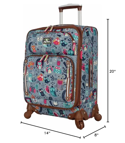 Lily Bloom Luggage Carry On Expandable Design Pattern Suitcase For Woman With Spinner Wheels (Night Owl, 20in) - color: Night Owl