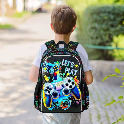 UFNDC 5PCS Kids Luggage for Boys, Game Rolling Suitcase with Wheels, Travel Carry-On for Children Toddler Elementary - color: UV Printing Game Luggage 5PCS Set