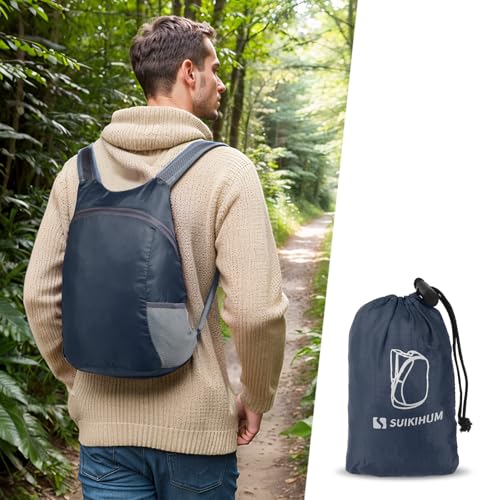 Ultra Lightweight Hiking-Daypack,Foldable Travel Packable Backpack | 20L Foldable Bag for Camping Cycling Outdoor,Day Pack for Men Women,Navy Blue - color: Navy Blue