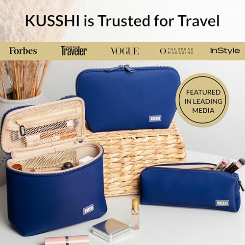 KUSSHI Neoprene Makeup Bag (Navy/Khaki) - color: Navy/Khaki