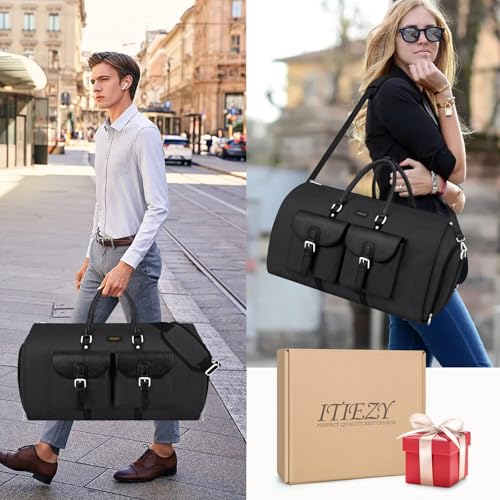 Garment Bag for Travel Convertible Carry on Travel Duffel Bag for Men Women - color: A03-Black