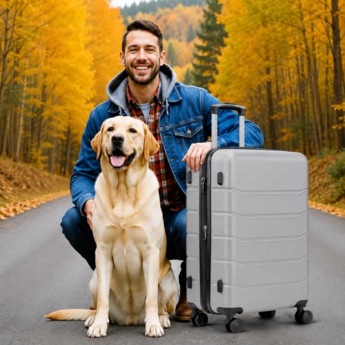 Simple Deluxe 24 Inch Expandable Hardside Carry On with Spinner Wheels & TSA Lock, ABS Hard Shell Lightweight Rolling Luggage Suitcase, Light Gray - color: Light Gray-C, size: 24 inch