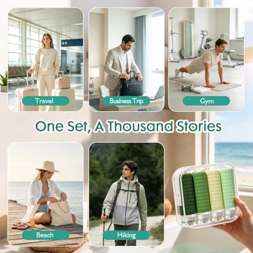 세면 용품용 여행용 병, TSA 승인 여행용 사이즈 용기, 누출 방지 실리콘 샴푸 병, 샴푸 컨디셔너 로션용 투명 가방이 있는 작은 세면도구 용기 - color: 정글, size: bottles