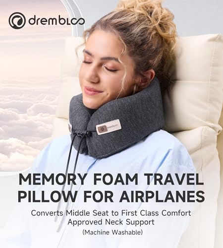Travel Neck Pillow for Airplane, 360° Ergonomic Support for Sleeping - color: Black