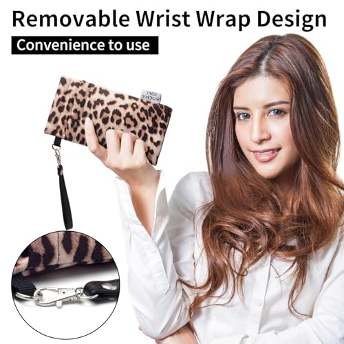 Face Shadow Double Glasses Case Soft Eyeglass Case For Women Men - color: Leopard Brown