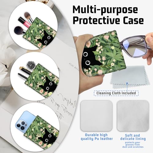 Soft Glasses Case for Sunglasses Eyeglass Slim Pouch - color: Flower Cat