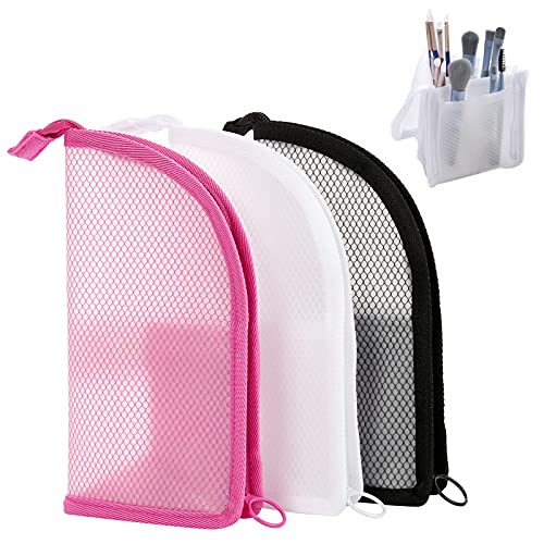 Patu Standing Travel Toiletry Bag - Transparent Waterproof PVC Mesh Pouch with Triangle Design for Bathroom Essentials & Personal Care, White - color: White