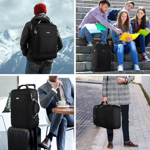 VECKUSON 30L Carry-On Backpack - TSA Approved for Flights, RFID Anti-Theft, Fits 17.3" Laptop, 19.7x13x6in, Heavy-Duty Weekender for Men/Women (Black) - color: Black