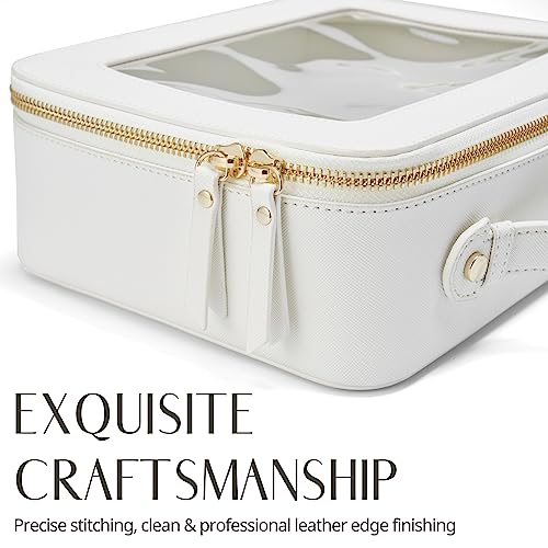 Popvibe Clear Toiletry Bag 2 Pack, Travel Makeup Bag Medium and Large White - color: White, style: Dual Elegance