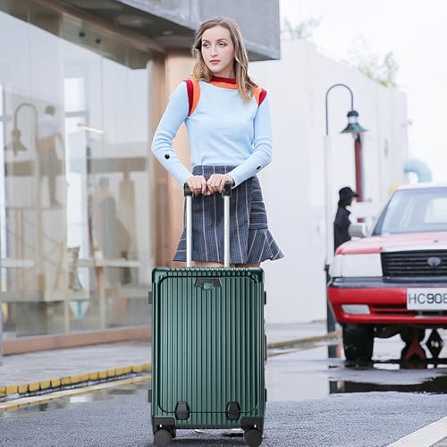 feilario PC Hardside Carry On Luggage, Aluminum Frame, TSA Lock, Cup Holder - color: A-Forest Green