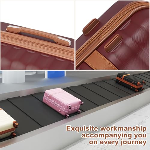 Kono Checked Luggage 28in Expandable Hardside TSA Lock Burgundy - color: Burgundy Red, size: Checked-large 28-inch