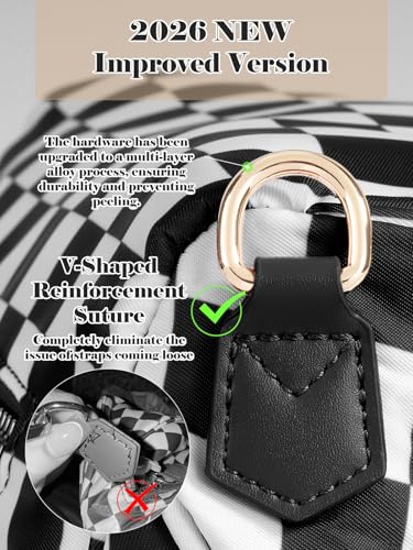 Checkered Crossbody Bag Bum Bag for Women,Spacious Fanny Packs Belt Bag - color: Black and White Checkered