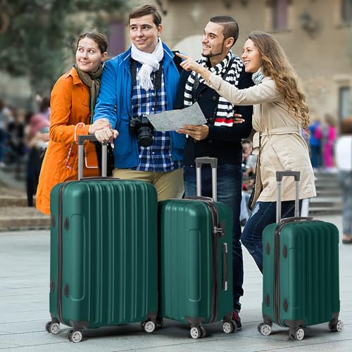 Karl home Luggage Set of 3 Hardside Suitcase Sets - Dark Green (20/24/28) - color: Dark Green, size: 3 Piece Set