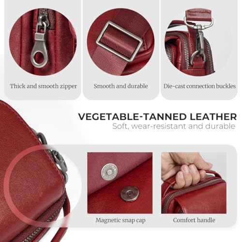 Augus Genuine Leather Small Messenger Bag Purse for Men Crossbody - color: Burgundy