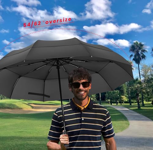MRTLLOA Compact Golf Umbrella, 10 Ribs Vented Windproof Travel - color: Green, size: 54 Inch