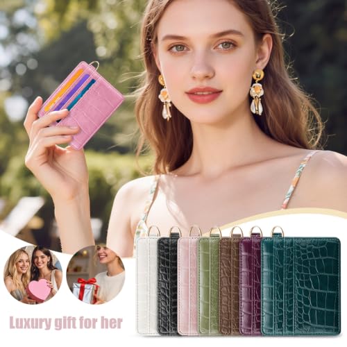 Slim Credit Card Holder Crocodile Wallet Women Thin Wallets - color: A Peach Pink