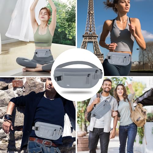 Money Belt for Travel, RFID Blocking, Hidden Money Belt, Passport Holder for Travel (Grey) - color: Grey