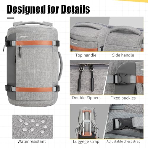 42L Carry On Travel Backpack With 4 Packing Cubes, TSA Friendly - color: Grey