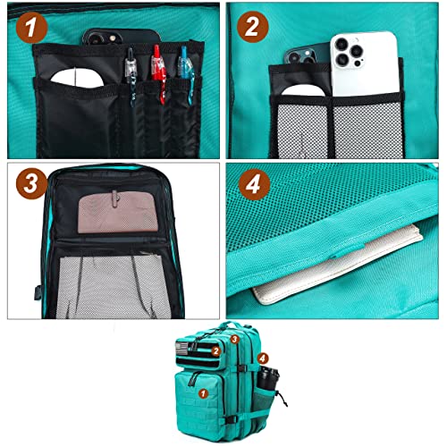 LHI Military Tactical Backpack for Men and Women 45L Army 3 Days Assault Pack Bag Large Rucksack with Molle System Lake Blue - color: Lake Blue