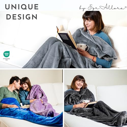 Original Patented Foot Pocket Blanket, Fleece Lightweight (Grey, Giant) - color: Silver Grey, size: Oversized