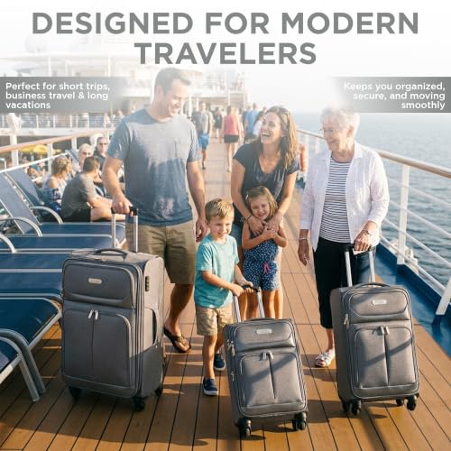 IZOD Ocean 3 Piece Softside Luggage Set with Spinner Wheels - color: Grey