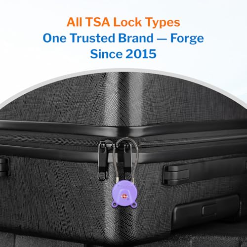 Forge TSA Approved Luggage Locks Ultra-Secure Dimple Key Travel Cable Locks, Zinc- 2 Purple Locks - color: Purple 2 Locks