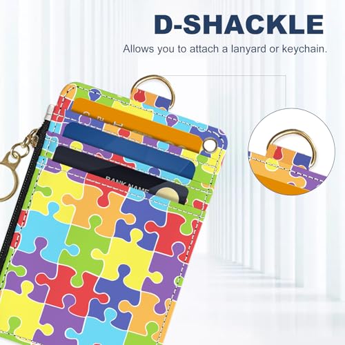 Slim Wallet Credit Card Holder, Jigsaw Puzzle, RFID Wallet Women Cute Small Front Pocket Wallet With Zipper, PU Leather Thin travel RFID Blocking Card Case ID Window,Ladies Gifts - color: Jigsaw Puzzle