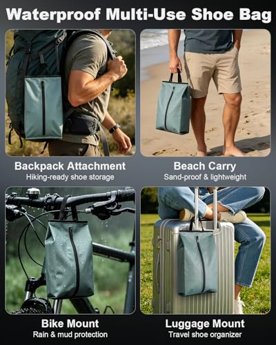 Julai Waterproof Shoe Bags for Travel, Organizer for Soccer Cleat Golf Gym - color: Green