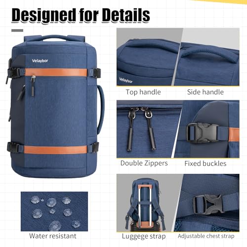 42L Carry On Travel Backpack With 4 Packing Cubes, TSA Friendly - color: Blue