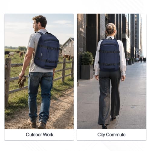 Gym Backpack Men Women 17" Laptop Work Backpack Business 35L Blue - color: Blue, size: 35L
