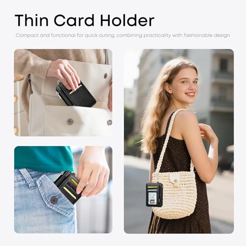 Black Credit Card Holder Small Wallet for Women - color: Black