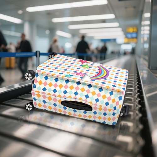 3 Pieces Luggage Covers For Suitcase Tsa Approved, 20" 24" 28" Elastic Suitcase Cover Protector, Anti-Scratch Travel Suitcase Cover Fits 19-28 Inch Luggage (Rainbow Star, S/M/L) - color: Rainbow Star-20/24/28 inches