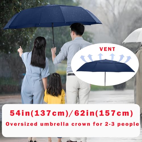 MRTLLOA Compact Golf Umbrella, 10 Ribs Vented Windproof Travel - color: Navy Blue, size: 54 Inch