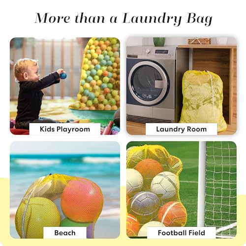 Handy Laundry Mesh XL Laundry Bag 24"x36", Heavy Duty Drawstring, Yellow | XL 24x36 Mesh Laundry Bag, Secure Drawstring, Heavy Duty, Machine Washable, for Delicates Dorm Travel Storage, Yellow