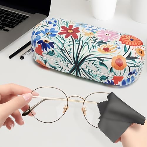 molshine Hard Shell Sunglasses Case,Classic Large Glasses Case for Women Men,Sunglass Eyeglasses - color: Flowers