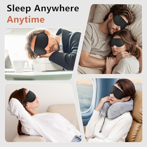 Sleep Mask for Side Sleeper Women Men, Eye Mask for Sleeping Light Blocking, 3D Contoured Cup Sleeping Mask, Soft Breathable Sleep Eye Mask with Adjustable Elastic Strap for Travel - color: Black01