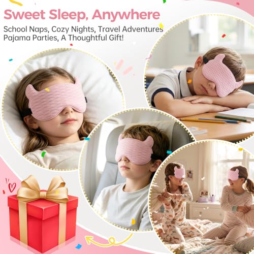 Kids Sleep Mask, Contoured 3D Sleep Mask for Kids, Girls Boys Ages 5-15 - color: Pink