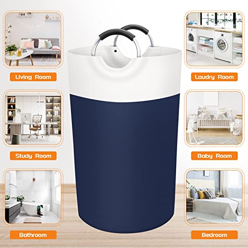 BlissTotes 90L Laundry Basket, Freestanding Collapsible Hamper, Blue - color: Blue, size: 90L