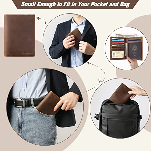 Jack&Chris Leather Passport Holder RFID Blocking Passport Travel Wallet Cover Case for Men Women Brown JC17 - color: JC17-Light Brown